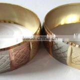 2 Bangle Set Design Semanario 3 Tone Gold Plated BRACELET BANGLES thumbnail-2