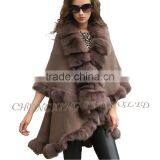 CX-B-P-45C Luxury Genuine Fox Fur Trimmed Womens Shawls thumbnail-1
