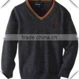Boys 100% Cotton Contrast Tipped V-neck Long Sleeve Sweater thumbnail-1