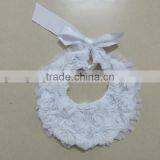 Boutique Wholeslabe Kids War Baby white lace bibs with Rose petals for infant girls bibs