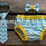 Whloesale Organic Cotton Red Chevron Baby Kids Diaper Covers Bloomers With Tie thumbnail-5