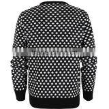 Crew Neck Black Pullover Men Wool Blend Sweater With Decorative Dots thumbnail-2