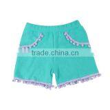 Wholesale Boutique Girl Clothing Kids Summer Shorts With Flutter Bulb Solid Girls' Shorts thumbnail-4