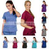 Women's UltraSoft Mock Wrap Scrub TOP Medical Nursing Uniform V-Neck 2-Pockets thumbnail-1