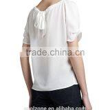 Latest Pleated Neck Puffed Shoulders Silk Blouse Elegant Silk Blouses Models thumbnail-3