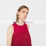 Red Sleeveless Blouses With Tassels 2018 Womens Fringed Tops thumbnail-6