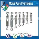 Made In Taiwan Galvanized Eye and Eye or Hook and Eye Turnbuckles Barrel Strainers or Tensioners DIN 1480 thumbnail-1