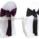 White Polyester Banquet Chair Cover Wedding Crushed Taffeta Chair Band