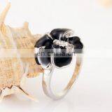 Classic Genuine Austrian Crystals Sample Sales Platinum Plated Black Flower Ring Jewelry Party OFF thumbnail-4