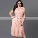 T-D094 New Arrival Pleated Solid Color Plus Size Stylish Fat Women Dress thumbnail-4
