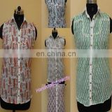 5pcs wholesale lot Women Summer Top Sleeveless Shirt Blouse Hand Block Print