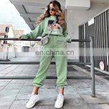 High Quality Women Elastic Waist Cotton Jogger Letter Printed Casual Sweat Pants thumbnail-2