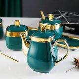 Light Luxury Dark Green Household Ceramic Seasoning Bottle Set of Five thumbnail-4
