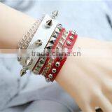 New Style Broader Real Leather Steampunk Decorative Studs Rivet Men Bracelets for Couples thumbnail-4