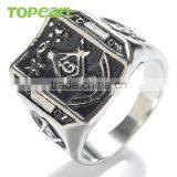 Topearl Jewelry Vintage Engraved Masonic Stainless Steel Men Ring MER05-17