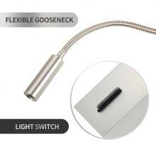 Meanyee Wall Mount Reading Lamp Headboard Bedside Lights With Switch/Flexible Gooseneck/Surface/Brushed Nickel/3000K LED/MY-WN188N thumbnail-3
