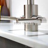 Commercial Double Handles Brushed Kitchen Mixer Taps, Swivel Spout Sink Kitchen Taps thumbnail-4