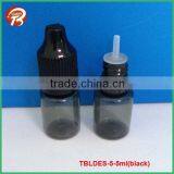 5ml transparent black plastic dropper bottle with childproof tamper proof cap