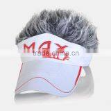 China Guangzhou Red and White Visor Cap With Fake Hair thumbnail-3