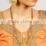 Indian Gold Plated Polish Long Necklace With Earring Set For Women thumbnail-3