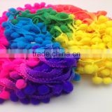 fashion distant-dyeing ponpon fringe colorful pompon lace decorative pom pom trim                        
                                                Quality Choice