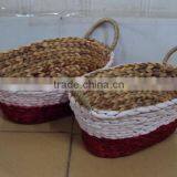 Oval Water Hyacinth Basket Set of 2 With Handles thumbnail-1