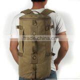 Men Vintage Canvas Leather Hiking Travel Cylinder Messenger Tote Bag Backpack thumbnail-4