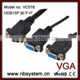 D15 Pin 1*male to 2*female Splitter Cable Assembly