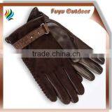Fashion Newest 2015 Zhejiang Long Brown Driving Suede Lined Winter Shooting Gloves thumbnail-1