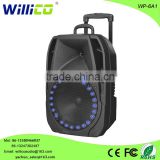 Super bass audio plastic speaker with handle and wheels