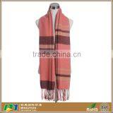 Super Soft Elegant Winter Plaid Grid Crochet Woven Tassel Knitted Scarf for Women