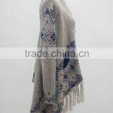 Ladies Elegant Multi Color Knitted Cardigan With Fringes thumbnail-3
