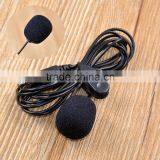 150cm Clip Microphone Black Hands On Mini Lapel 3.5mm Mic For PC Notebook Laptop