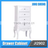 Modern Living Room Cabinet Furniture Flower Carved Solid Wood White Drawer Chest