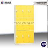 Popular Colorful Steel Locker 9 Door Yellow Key Lock Wardrobe Cabinet Steel Locker Furniture for Clothing Store thumbnail-1
