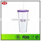 BPA Free Clear Plastic Insulated Tumbler With Straw and Lid for Drinking 20 Ounce thumbnail-6