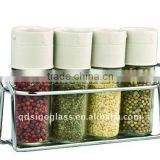 SINOGLASS 4 pcs Precise Measurement Glass Spice jar Rack Set