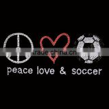 Beautiful peace love soccer rhinestone heat transfers