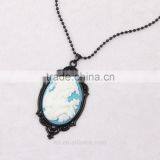 Fashion Jewelry Necklace Steampunk Necklace Classical Blue Resin Silhouette Cameo Black Pendant 2015 New Made in China Yiwu thumbnail-4
