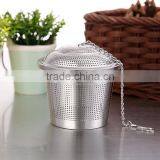Stainless Steel Loose Leaf Tea Strainers With Drip Trays and Spoon Carving Logo