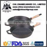 Round Shaped Enamel Coated Cast Iron Skillet Cookware Set With FDA Certification