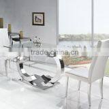 TH286 Fashionable Glass Top Stainless Steel Dining Table thumbnail-3