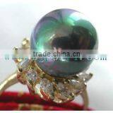 18K Gold Ring Diamond Ring and Seawater Pearl Ring thumbnail-6