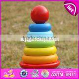 2017 New Design Colorful Rainbow Town Kids Wooden Stacking Rings Toy W13D136 thumbnail-2