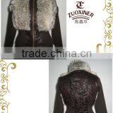 Ladies Suede Print Jacket With Sweater Sleeve thumbnail-1