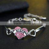 Pink Crystal Heart Bracelet High End Lobster Bracelet Love Heart Charm Chain Bracelet for Niece Birthday Gifts thumbnail-1