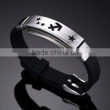 Fashion Mens Silicone Stainless Steel Bracelets Custom Own Logo Silicone Braceets for Promotional Gifts 2017 thumbnail-2