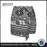 Elegant Brand Women Tassel Wrap Skirts Grey Jacquard Weave Clothing Cotton Fabric Skirts thumbnail-1