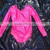 Long Sleeve Gymnastics Leotards in Any Color Fabric- Pink Twinkle Pictured thumbnail-1