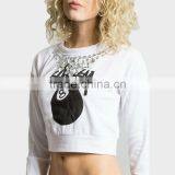 White Women Hoodies Dew Navel Long Sleeve Sweater for Women thumbnail-3